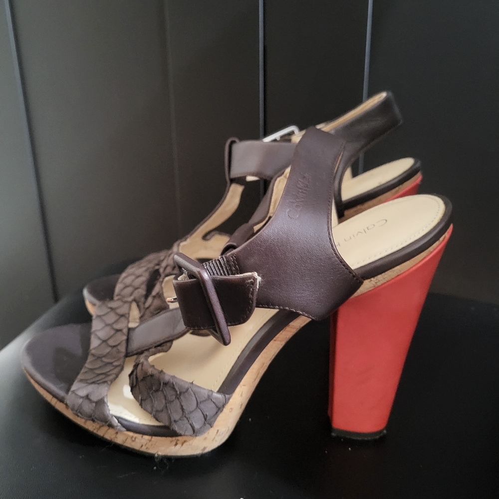 Calvin Klein brown and coral  sandal Size 10